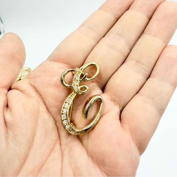 Vintage Gold Tone Rhinestones Monogram Swan Leaf Bow Tie Brooches Lot - Picture 8 of 10